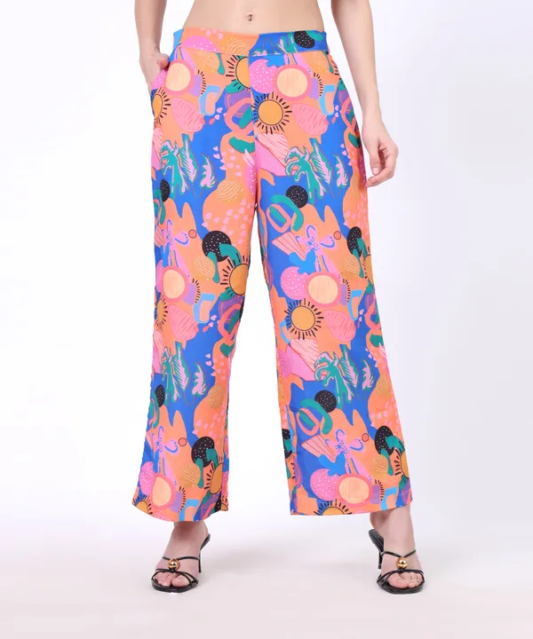 Blue_Cotton_Colourful_Free_Flowing_Abstract_Printed_Top_With_Trouser_Co_Ord_Set_For_Women