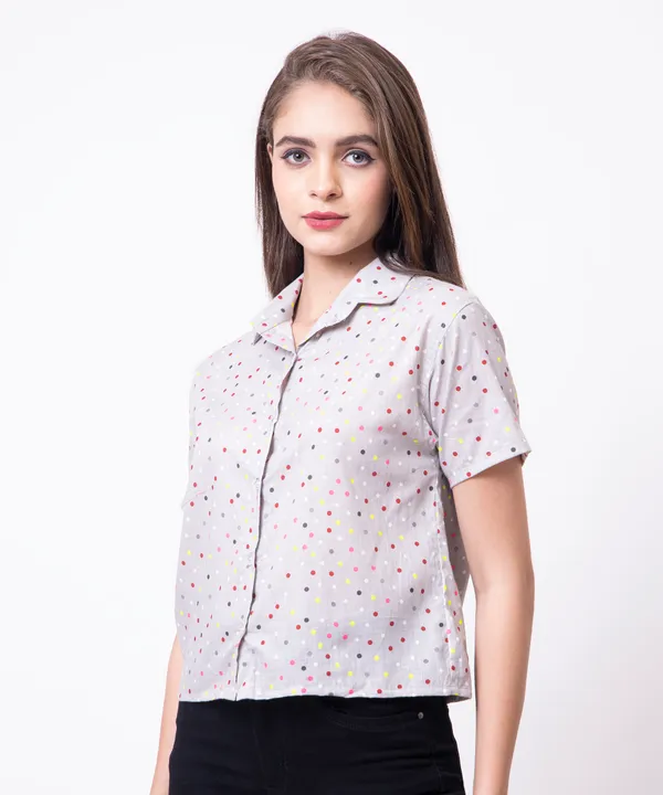 Grey_Cotton_Polka_Dots_Printed_Cotton_Casual_Shirt_For_Women