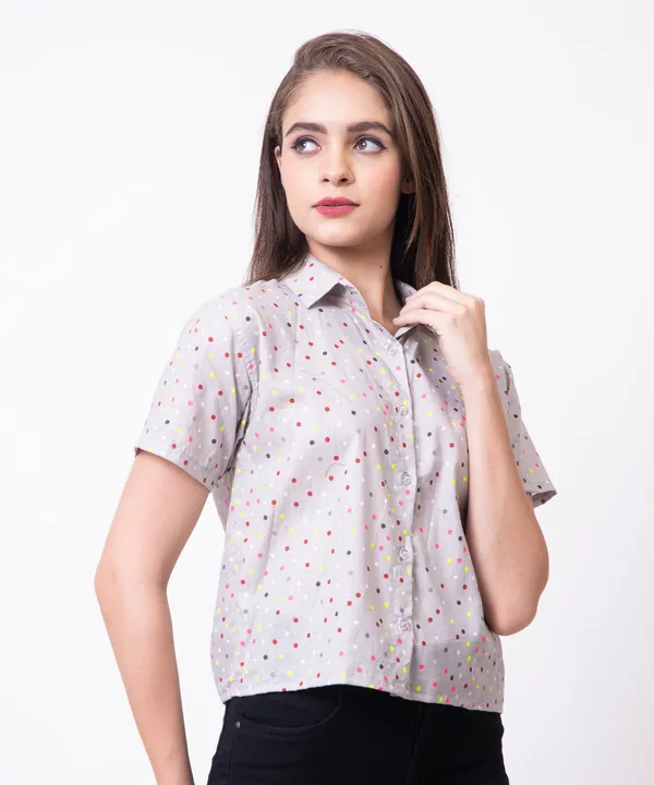 Grey_Cotton_Polka_Dots_Printed_Cotton_Casual_Shirt_For_Women