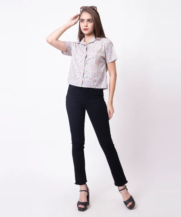 Grey_Cotton_Polka_Dots_Printed_Cotton_Casual_Shirt_For_Women