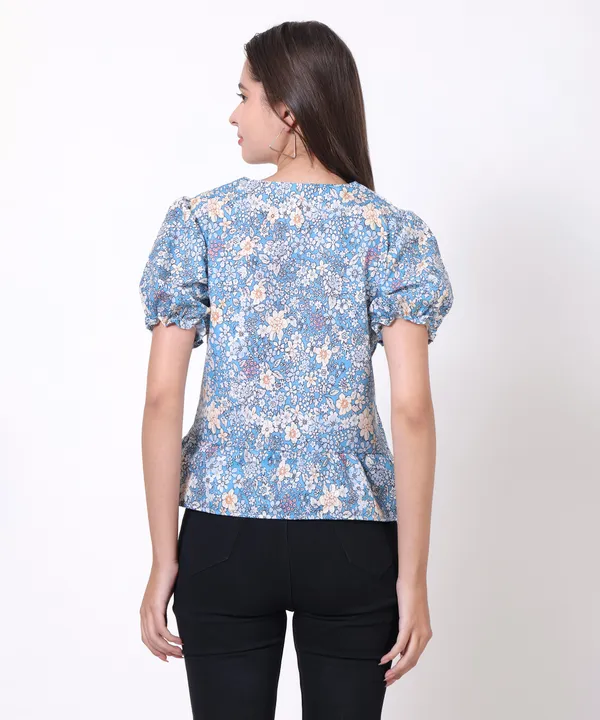 Blue_Floral_Puff_Sleeve_Peplum_Top_with_Peter_Pan_Collar