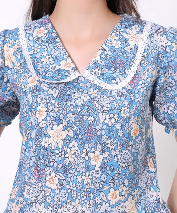 Blue_Floral_Puff_Sleeve_Peplum_Top_with_Peter_Pan_Collar