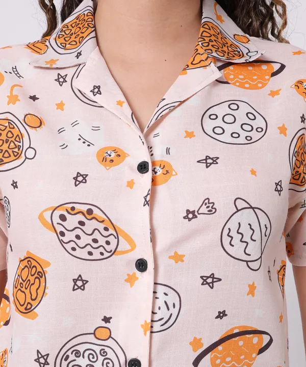 Peach_Cotton_Slub_Space_Printed_Peach_Casual_Shirt_For_Women