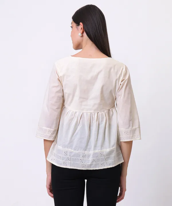 Cream_Cotton_Cutwork_Tie_Up_Empire_Waist_Top_For_Women
