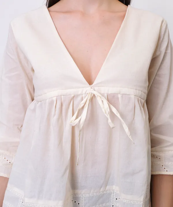Cream_Cotton_Cutwork_Tie_Up_Empire_Waist_Top_For_Women