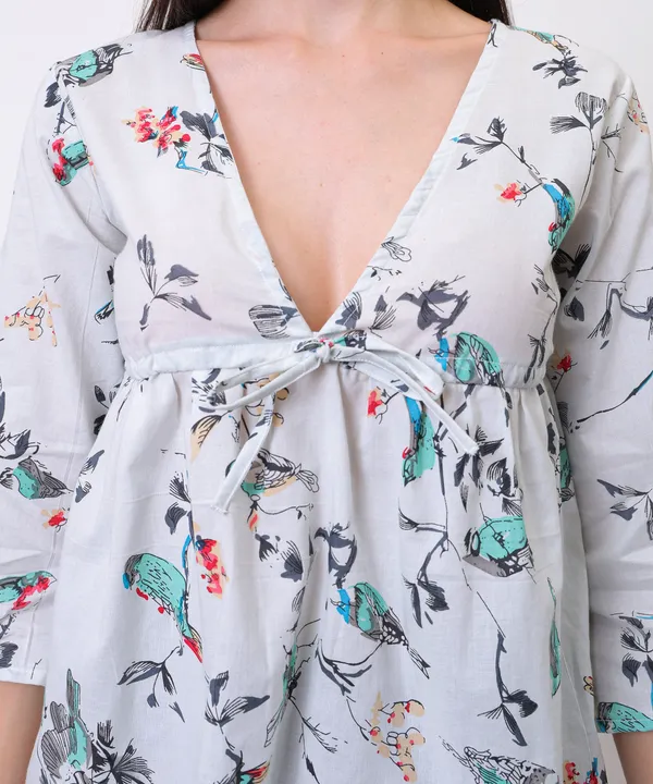 Light_Green_Cotton_Bird_Printed_Tie_Up_Empire_Waist_Top_For_Women