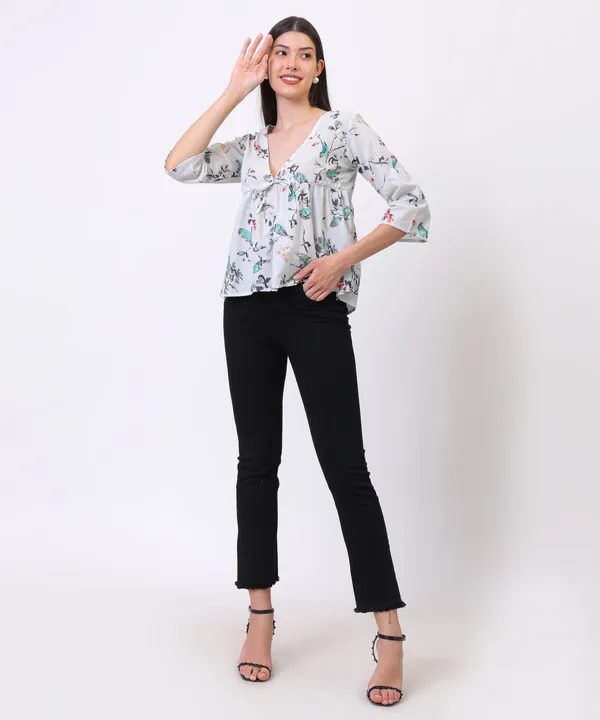 Light_Green_Cotton_Bird_Printed_Tie_Up_Empire_Waist_Top_For_Women