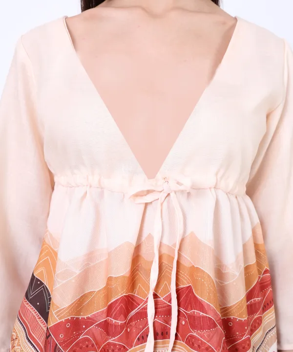 Beige_Rayon_Mountain_Tribal_Printed_Tie_Up_Empire_Waist_V_Neck_Top_For_Women