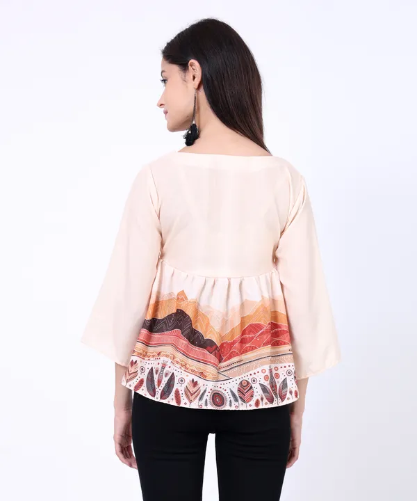 Beige_Rayon_Mountain_Tribal_Printed_Tie_Up_Empire_Waist_V_Neck_Top_For_Women