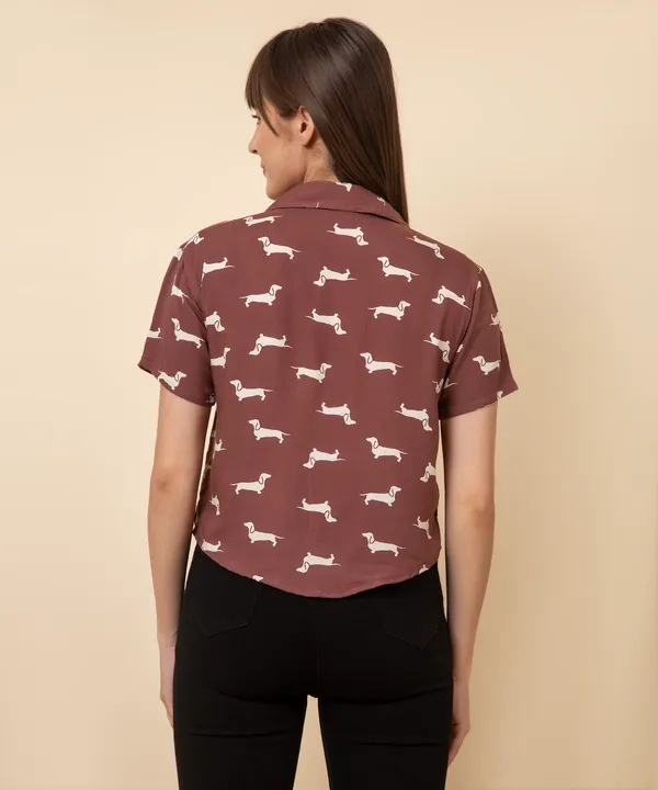 Brown_Rayon_Dog_Printed_Rayon_Casual_Shirt_For_Women