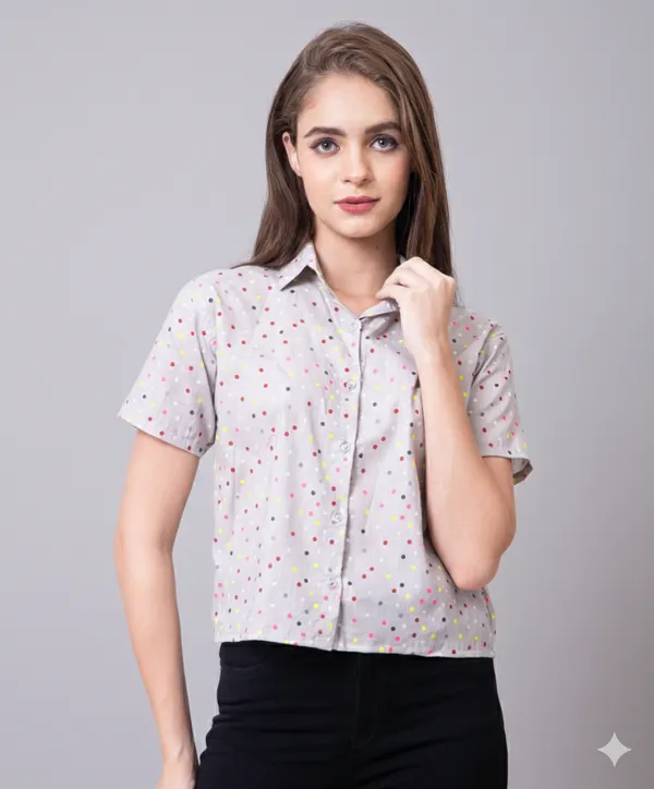 Grey_Cotton_Polka_Dots_Printed_Cotton_Casual_Shirt_For_Women