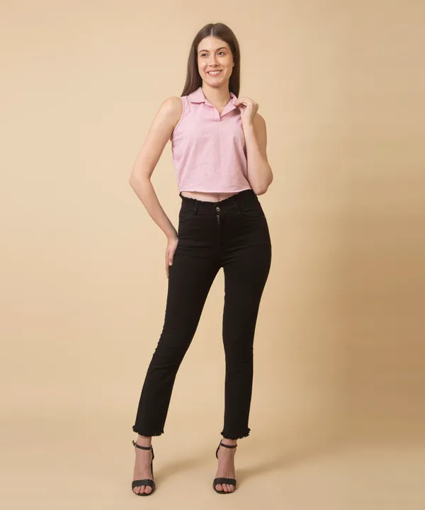Coral_And_White_Cotton_Striped_Asymmetric_Top_For_Women