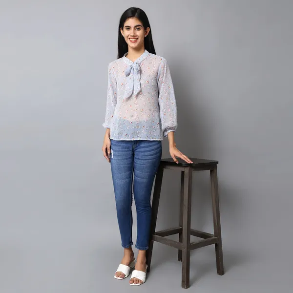 Light_Blue_Georgette_Floral_Printed_Top_For_Women