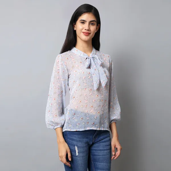 Light_Blue_Georgette_Floral_Printed_Top_For_Women