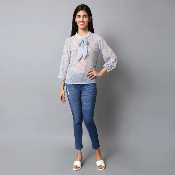 Light_Blue_Georgette_Floral_Printed_Top_For_Women