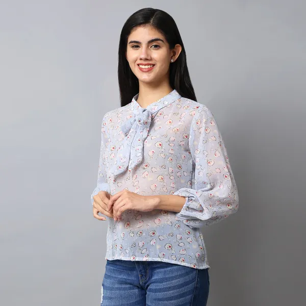 Light_Blue_Georgette_Floral_Printed_Top_For_Women