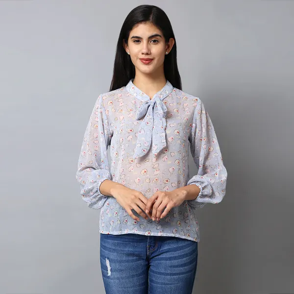 Light_Blue_Georgette_Floral_Printed_Top_For_Women