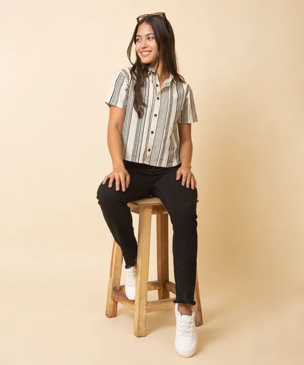 Cream_Cotton_Geometric_Printed_Shirt_For_Women