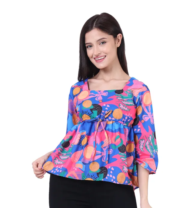 Blue_Rayon_Colourful_Free_Flowing_Abstract_Tie_Up_Empire_Waist_Top_For_Women