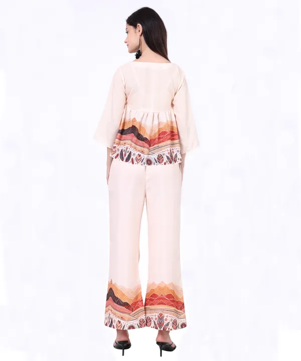 Beige_Cotton_Mountain_Tribal_Empire_Waist_Printed_Top_With_Trouser_Co_Ord_Set_For_Women