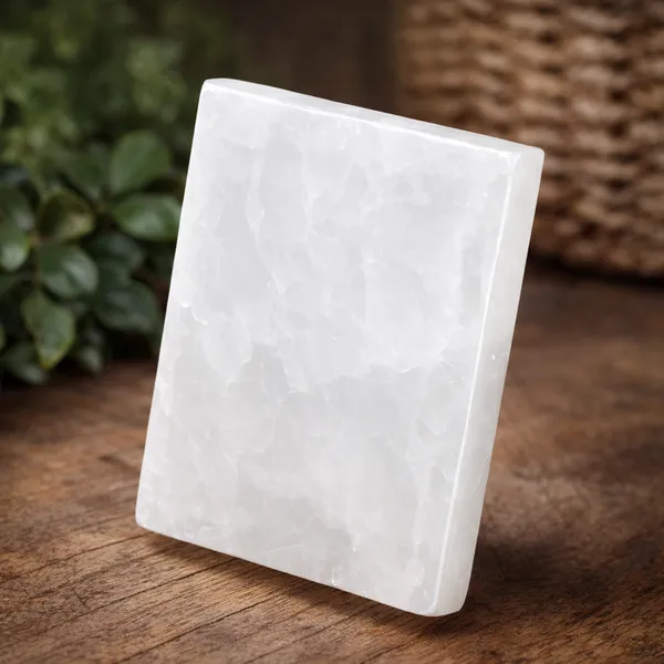 White_Square_Selenite_Plain_Plate_For_Unisex