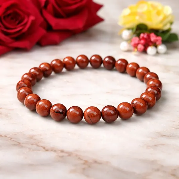 Brick_Red_Natural_Jasper_Beads_With_Elastic_Thread_Bracelet_For_Unisex