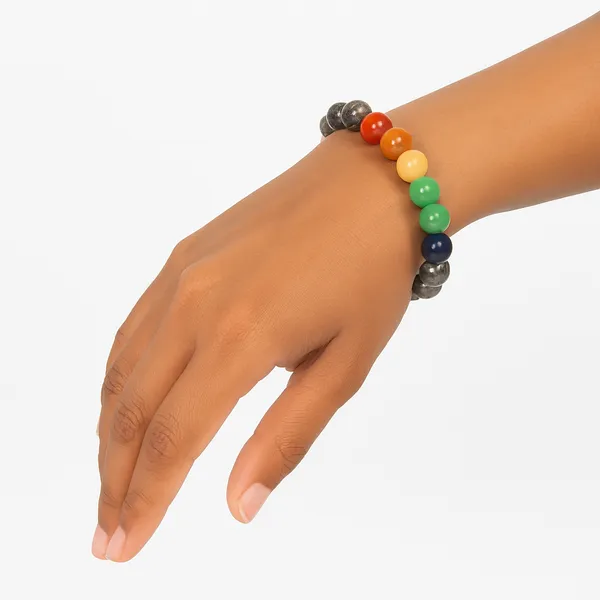 Multicolor_Mix_Natural_Chakra_Stones_Beads_With_Elastic_Thread_Bracelet_For_Unisex