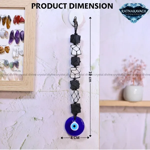 White_&_Black_Natural_Selenite_&_Tourmaline_Stones_With_Thread_Hanger_For_Unisex
