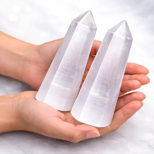White_Natural_Selenite_Plain_Tower_For_Unisex