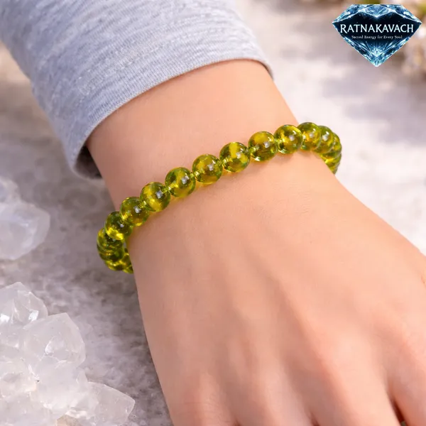 Light_Green_Natural_Peridot_Beads_With_Elastic_Thread_Bracelet_For_Unisex