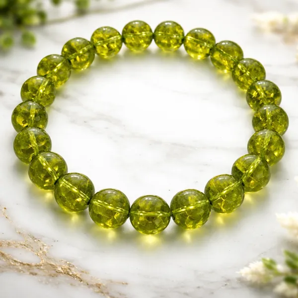 Light_Green_Natural_Peridot_Beads_With_Elastic_Thread_Bracelet_For_Unisex