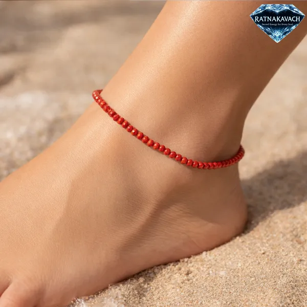 Brick_Red_Natural_Jasper_Beads_With_Elastic_Thread_Anklet_For_Unisex
