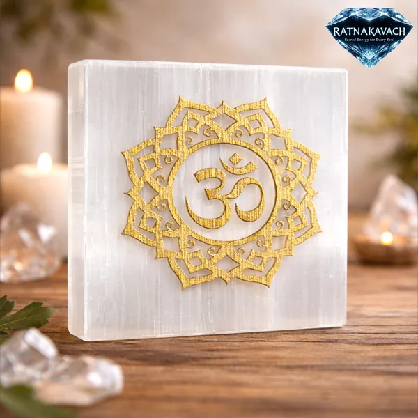 White_Natural_Selenite_With_Printed_Om_Symbol_Plate_For_Unisex