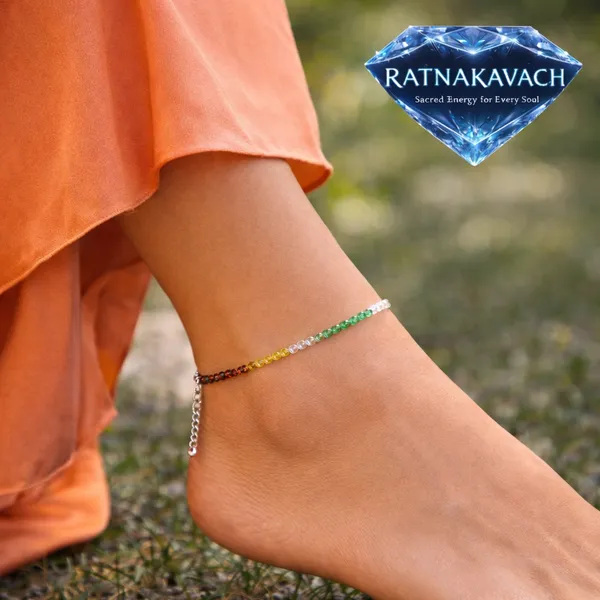 Multicolor_Mix_Natural_Chakra_Stones_Beads_With_Elastic_Thread_Anklet_For_Unisex