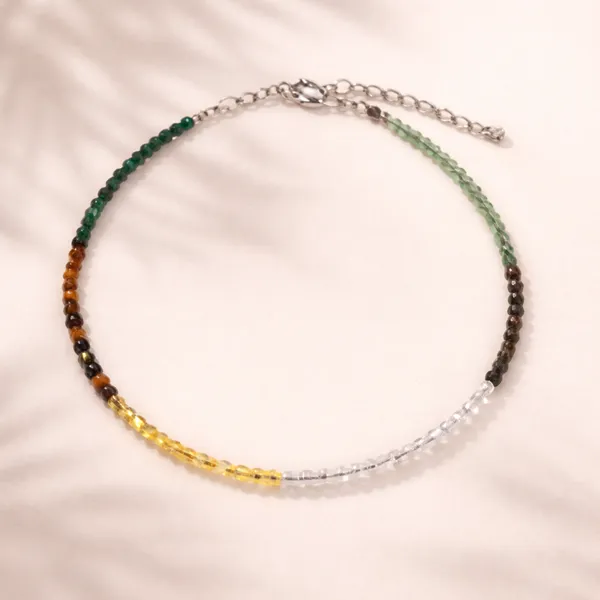 Multicolor_Mix_Natural_Chakra_Stones_Beads_With_Elastic_Thread_Anklet_For_Unisex