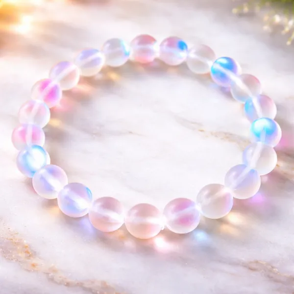 Multicolor_Aura_Coated_Quartz_Beads_With_Elastic_Thread_Bracelet_For_Unisex