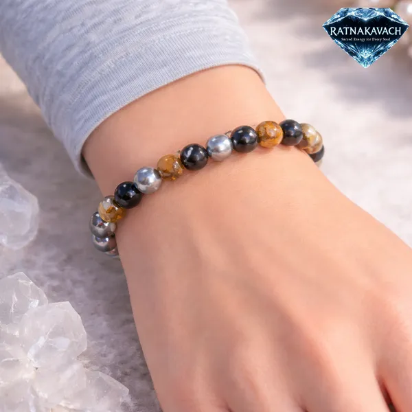 Multicolor_Natural_Obsidian,_Tiger_Eye_&_Hematite_Beads_With_Elastic_Thread_Bracelet_For_Unisex