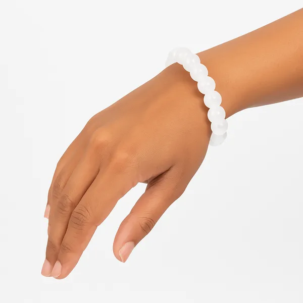 White_Natural_Selenite_Beads_With_Elastic_Thread_Bracelet_For_Unisex