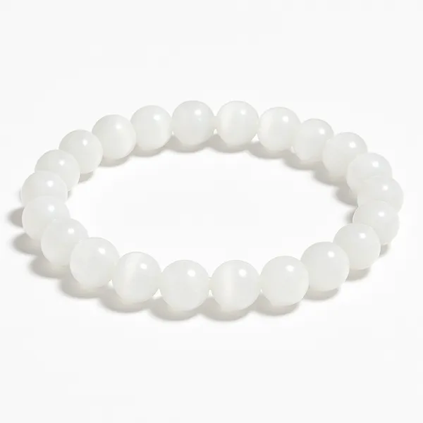 White_Natural_Selenite_Beads_With_Elastic_Thread_Bracelet_For_Unisex
