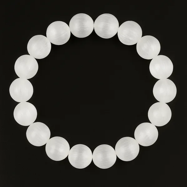 White_Natural_Selenite_Beads_With_Elastic_Thread_Bracelet_For_Unisex