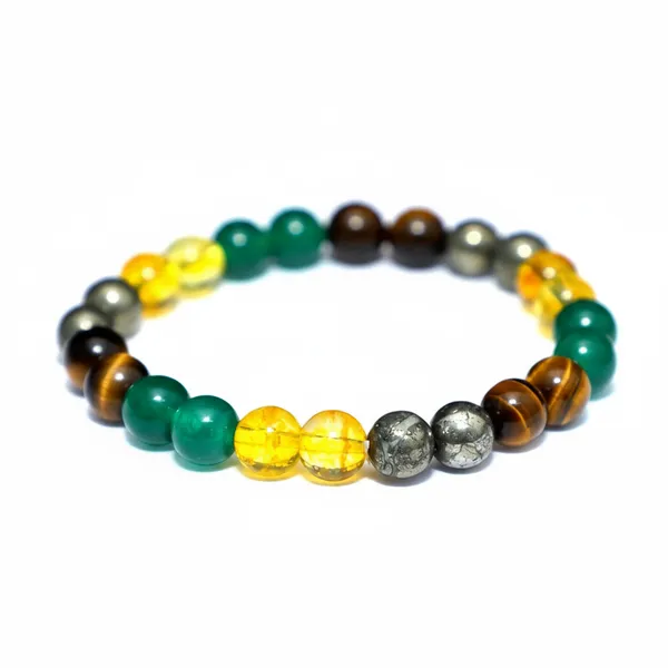Golden_Metallic_Natural_Pyrite,_Citrine_&_Aventurine_Beads_With_Elastic_Thread_Bracelet_For_Unisex