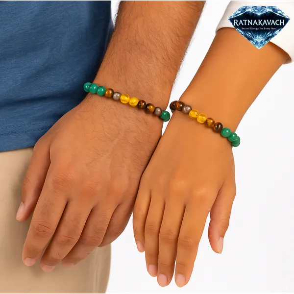 Golden_Metallic_Natural_Pyrite,_Citrine_&_Aventurine_Beads_With_Elastic_Thread_Bracelet_For_Unisex