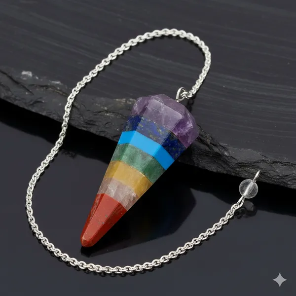 Multicolor_Mix_Natural_Chakra_Stones_With_Metal_Chain_Pendulum_For_Unisex