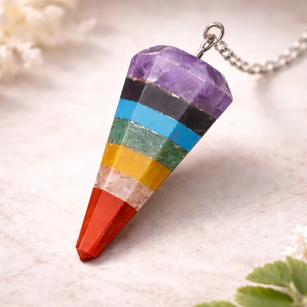 Multicolor_Mix_Natural_Chakra_Stones_With_Metal_Chain_Pendulum_For_Unisex