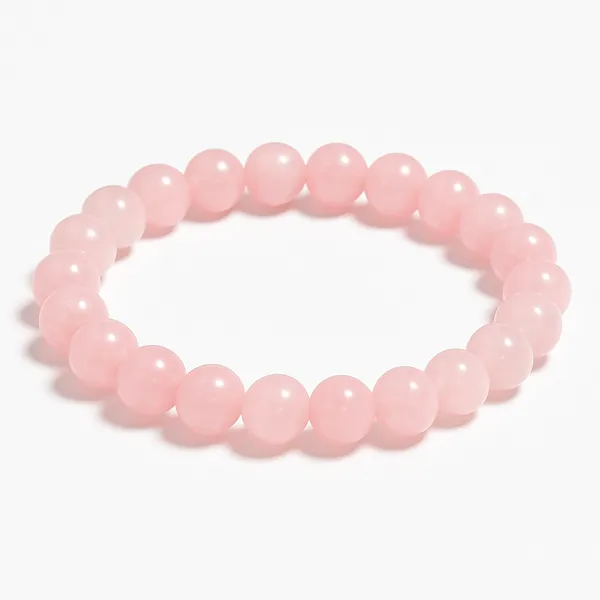 Light_Pink_Natural_Rose_Quartz_Beads_With_Elastic_Thread_Bracelet_For_Unisex