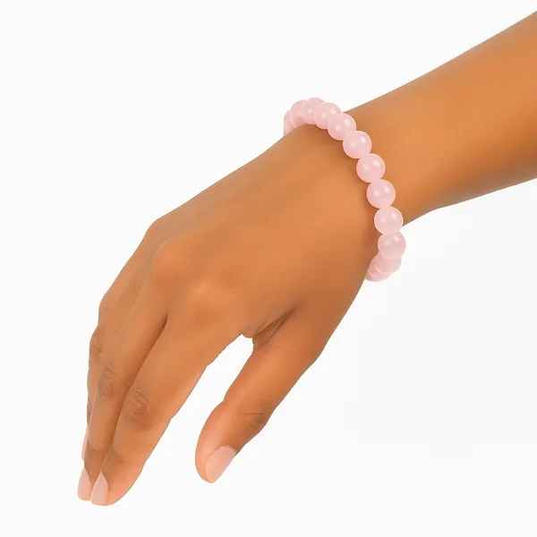 Light_Pink_Natural_Rose_Quartz_Beads_With_Elastic_Thread_Bracelet_For_Unisex