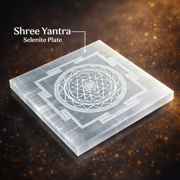 White_Natural_Selenite_With_Printed_Shri_Yantra_Plate_For_Unisex