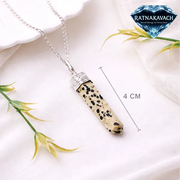 Cream_With_Black_Spots_Natural_Dalmatian_Jasper_Stone_With_Metal_Cap_Pencil_Pendant_For_Unisex