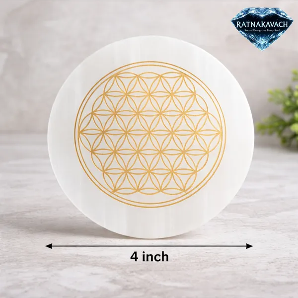 White_Round_Flower_Of_Life_Yantra_Selenite_Charging_Plate_For_Unisex