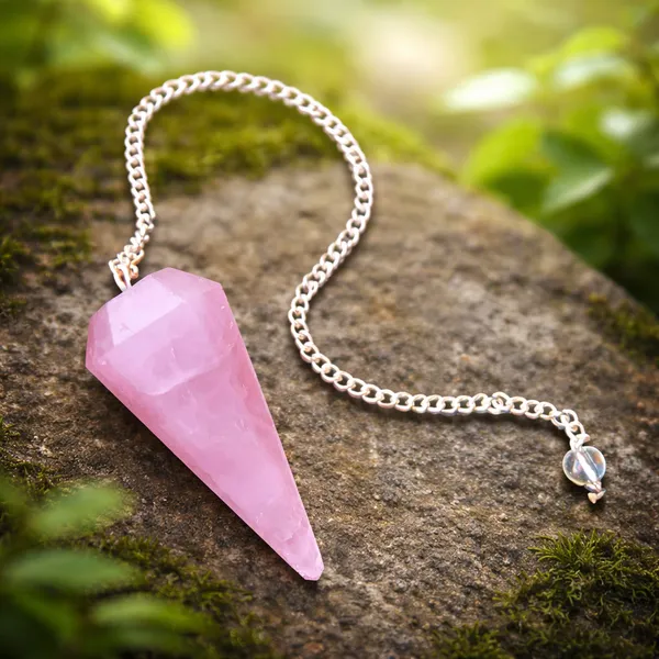 Light_Pink_Natural_Rose_Quartz_Stone_With_Metal_Chain_Pendulum_For_Unisex
